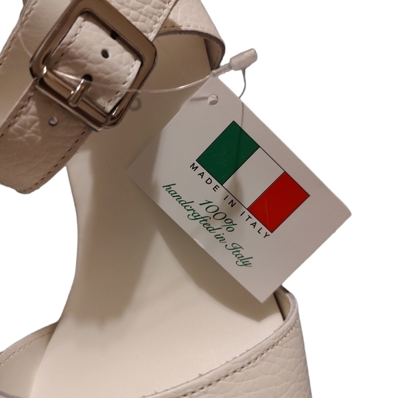 Christian Di Riccio White Leather Wedge Sandals Sz.8 NIB ~ Made in Italy - Picture 7 of 9